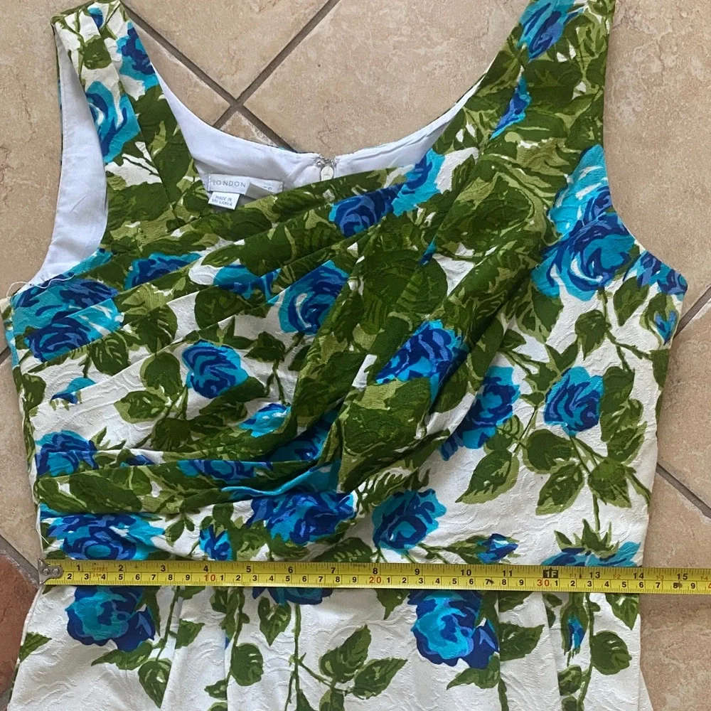 London Times Green and Blue Floral Dress - Picture 14 of 16